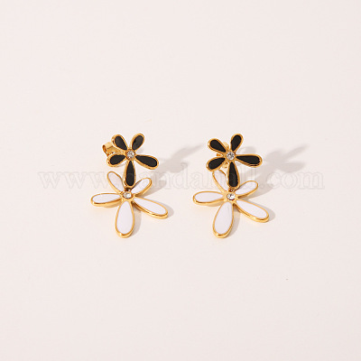 Стильные серьги-гвоздики из нержавеющей стали в форме цветка TE8091-1