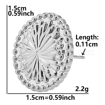 Плоские круглые серьги-гвоздики из нержавеющей стали US2869-3-1