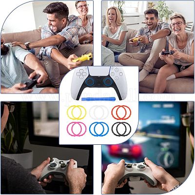 6 пара двухцветных пластиковых декоративных колец для игрового контроллера FIND-FH0005-23-1