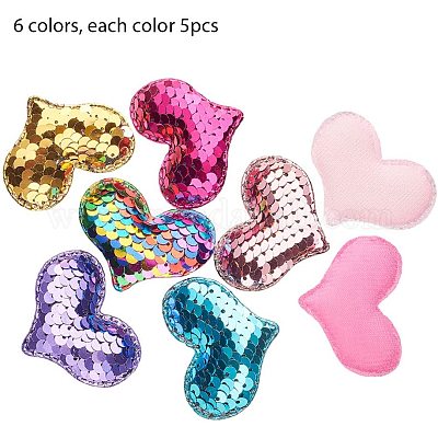 Wholesale PandaHall Elite 30 pcs 6 Colors Sewing on Heart Patches