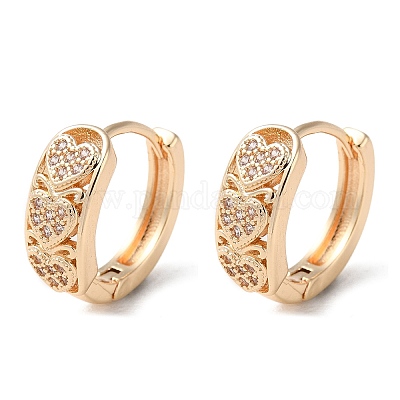 Серьги-кольца из латуни с микропаве из кубического циркония EJEW-P238-15KCG-1