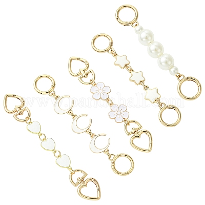 5 шт. 5 стиля сплава белые эмалевые удлинительные цепи для сумок FIND-CJ0004-46-1