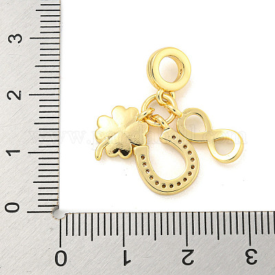 Реечное покрытие латунь микро паве кубический цирконий европейские подвески с подвесками KK-P270-02B-G-1