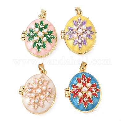 Латунь эмаль Locket подвески KK-F923-02A-G-1