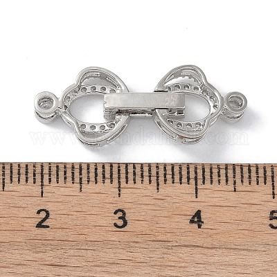 Реечное покрытие латунь микро паве прозрачный кубический цирконий складные застежки KK-NH0002-03F-P-1