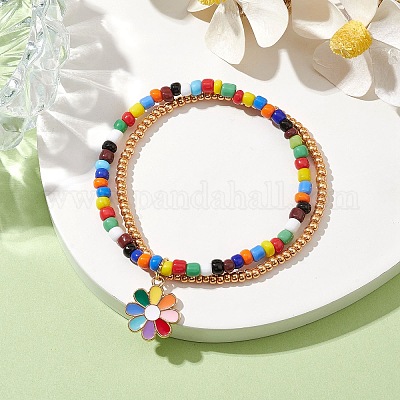 Двухслойные многонитевые браслеты со стеклянными семенами BJEW-MZ00055-02-1