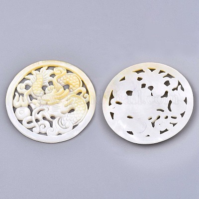 Природные желтые кабошоны оболочки SHEL-N026-118B-1