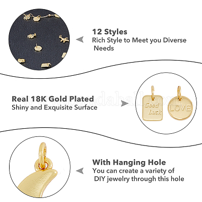 24шт 12 латунные подвески KK-PH0009-10-1