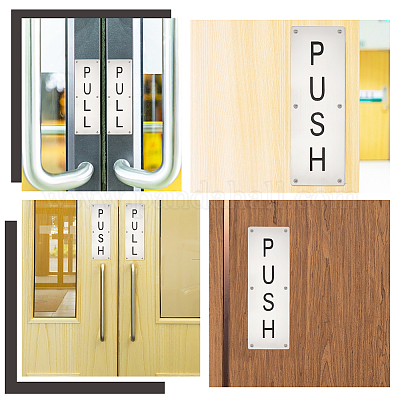 6pcs Creative Door Stickers Push Pull Door Sign Stickers Simplicity Door  Sign Decals for Office Restaurant Supermarket 