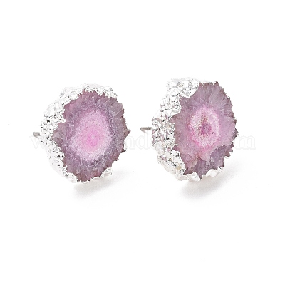 Серьги с натуральным крашеным кварцем EJEW-P166-C01-1