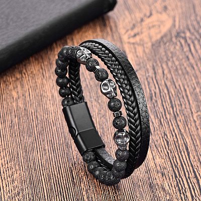 Браслеты из натурального обсидиана PW-WGD5790-02-1