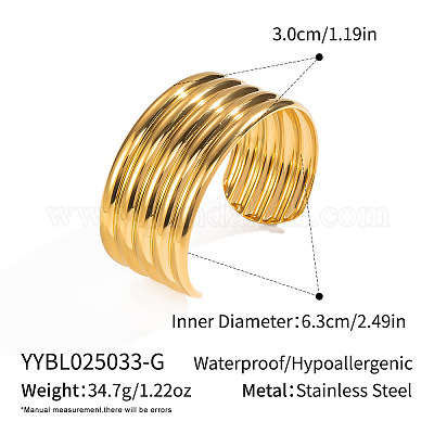 Браслеты-манжеты открытого типа из нержавеющей стали 304 KW8173-1-1