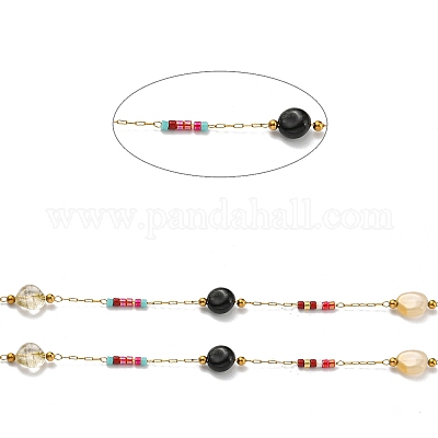 Цепочки из нержавеющей стали 304 ручной работы с бусинами CHS-C009-10B-G-1