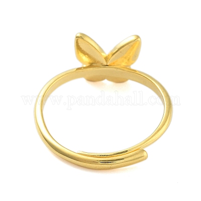 Регулируемые кольца из латуни бабочки для женщин RJEW-L120-015G-1