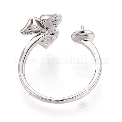 Оправы для колец-манжет из цветочной латуни с микропаве из прозрачного кубического циркония KK-T076-33P-1