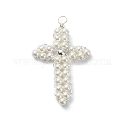 Круглые жемчужные бусины в виде ракушек PALLOY-JF02077-02-1