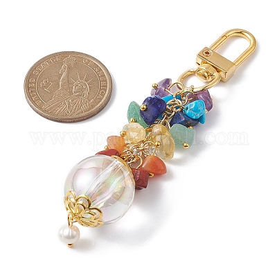 Подвески из бисера с натуральным смешанным камнем чакра HJEW-JM01109-1