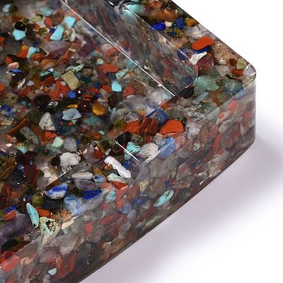 Пепельница из смолы с натуральной смешанной каменной крошкой DJEW-F015-04A-1