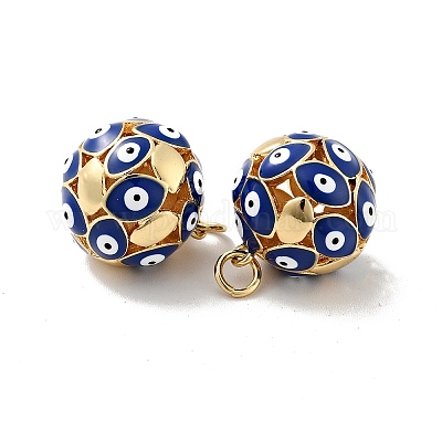 Круглые подвески с эмалью из латуни с дурным глазом KK-G419-15G-03-1