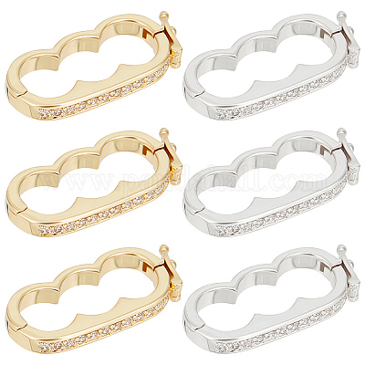 6 шт. 2-цветная стойка с покрытием из латуни с микропаве из прозрачного кубического циркония KK-BBC0008-13-1