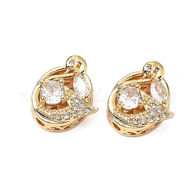 Латунные микро проложить кубического циркония бусы KK-A259-09G-1