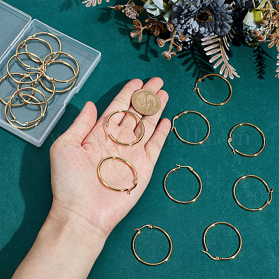 12 пара серег-колец из нержавеющей стали 201 EJEW-ME0001-10-1