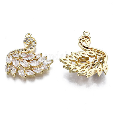 Латунные микропаве прозрачные подвески с фианитом ZIRC-S069-031G-1