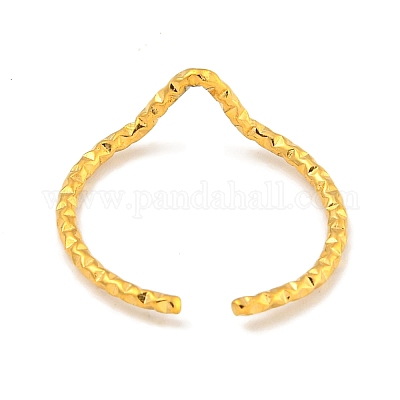 Ионное покрытие (ip) 304 нержавеющая сталь V-образное открытое манжетное кольцо для женщин RJEW-A043-30G-1