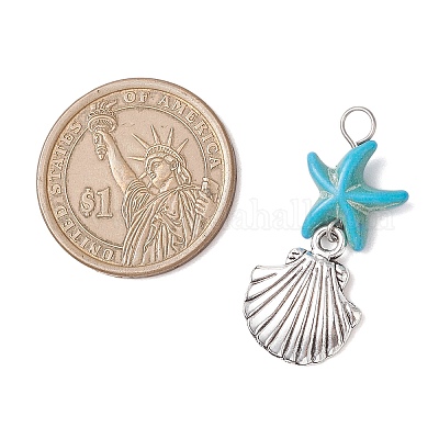 Подвески из синтетической бирюзы PALLOY-JF04259-1