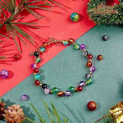 Окрашенного распылением треск стеклянные бусы нити CCG-NB0001-02-1