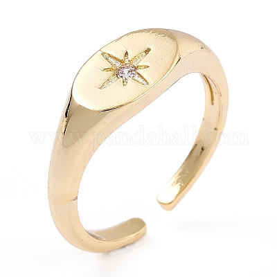 Латунные кольца из манжеты с прозрачным цирконием&nbsp;LS-RJEW-B034-06G-1