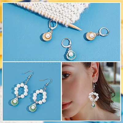 Подвесные маркеры петель с замком в виде ракушки из сплава эмали HJEW-AB00057-1