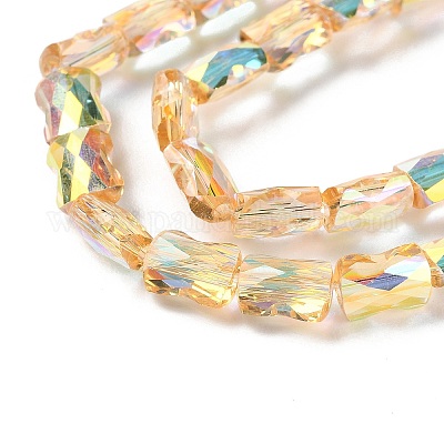 Прозрачные стеклянные бусины гальваническим пряди GLAA-Q099-J01-04-1