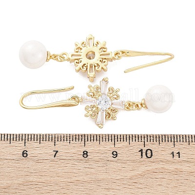 Серьги-гвоздики с цирконом из латуни EJEW-F362-08G-1