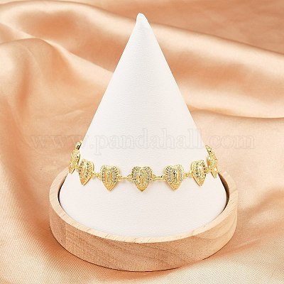 Браслеты-цепочки из латуни с микропаве из прозрачных кубических цирконий на тему Девы Марии для женщин BJEW-A090-08C-G-1