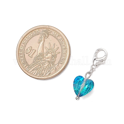 Стеклянные подвесные украшения в форме сердца HJEW-JM03771-01-1