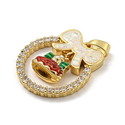 Рождественские латунные подвески с микропаве из фианита KK-H468-01C-01G-1