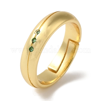 Кольца на палец с зеленым фианитом RJEW-L123-003G-1
