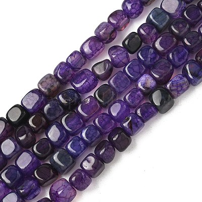 Нити бусин из натурального агата с прожилками дракона (окрашенные и нагретые) G-G177-E19-03-1