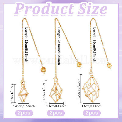 6 шт. 3 стиля 304 нержавеющая сталь цепь макраме мешочек пустой держатель камней маятники для биолокации HJEW-UN00066-1