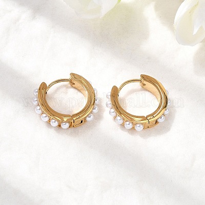 Серьги-кольца из нержавеющей стали 304 EJEW-K268-39G-1