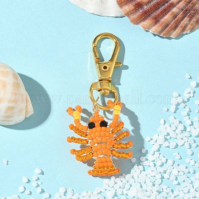 Подвесные украшения из стеклянных бусин в виде раков HJEW-MZ00352-02-1