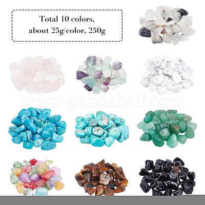 250 г 10-х цветных бусин из натуральных и синтетических драгоценных камней G-NB0002-58-1