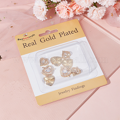 9шт 3 стиля латунные микропаве прозрачные подвески с кубическим цирконием ZIRC-BBC0002-13-1