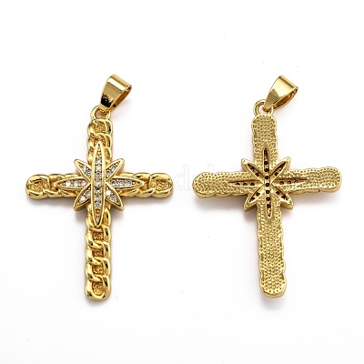 Латунные микропаве прозрачные подвески с фианитом ZIRC-J025-35G-1