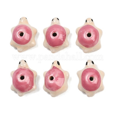 Ручной работы яркие остеклением шарики фарфора PORC-CJC0009-03F-1