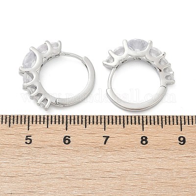 Серьги-кольца из латуни с прозрачным фианитом EJEW-Q016-14P-1