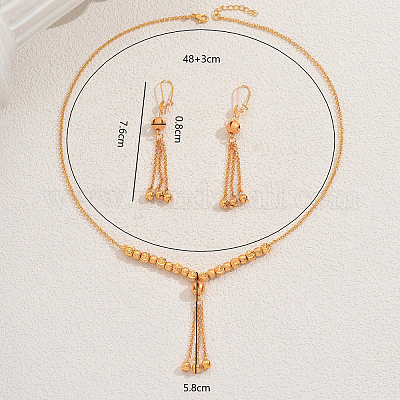 Наборы ожерелий и серег с кисточками из круглых железных бусин для женских вечеринок YL3533-1