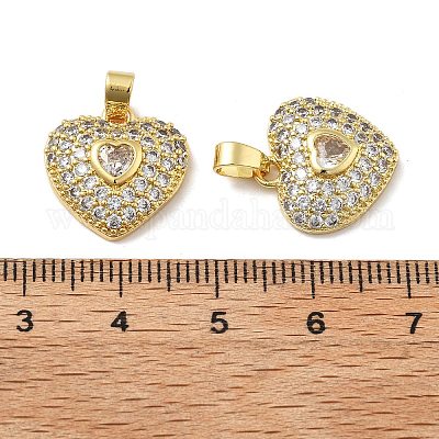 Сердце латунные микро проложить кубического циркония подвески KK-M325-16A-G-1