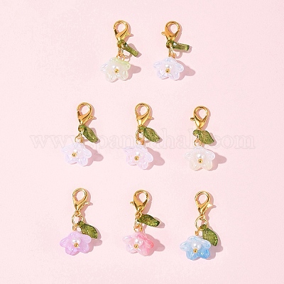 8 шт. 8-х цветные акриловые подвесные украшения-цветы HJEW-FS00034-04-1